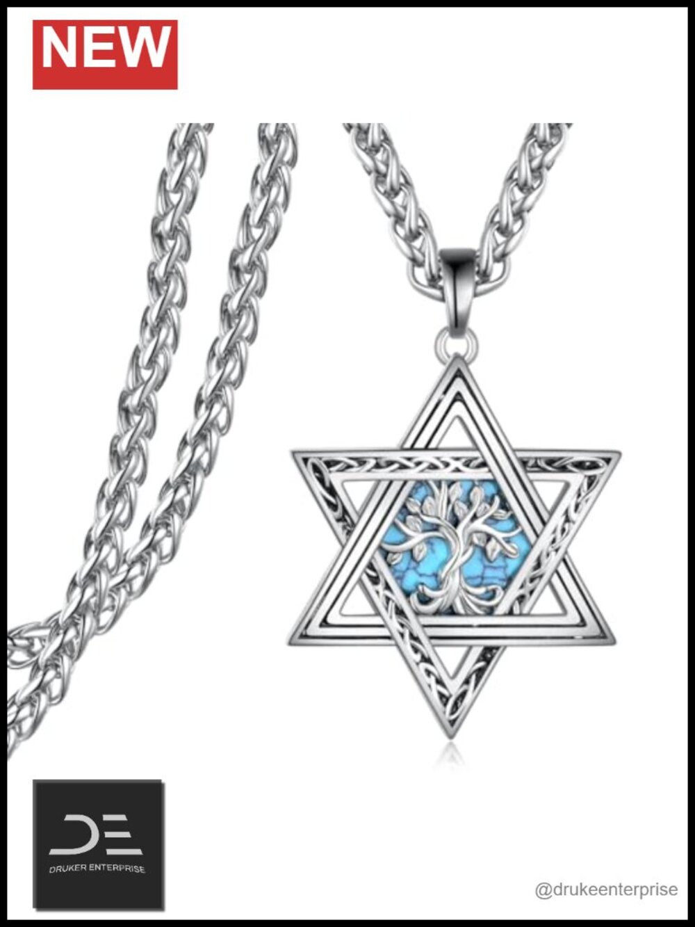 Sterling Silver Star of David Tree of Life Pendant Necklace Jewish Gifts Men